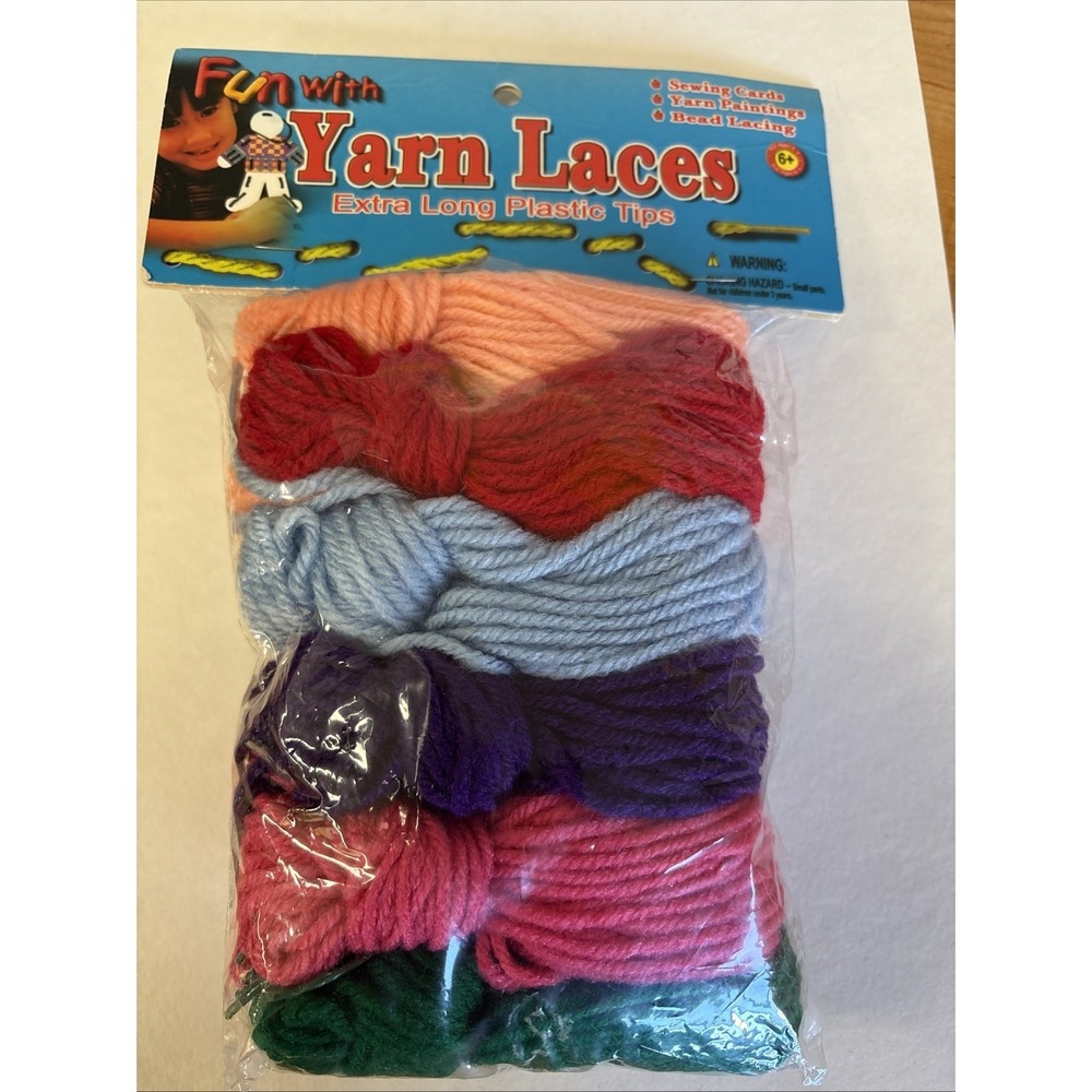 Tipped Yarn Laces  Kit 144 CT 36"  Laces 6 Colors Assorted Yarn Pepperell NIP